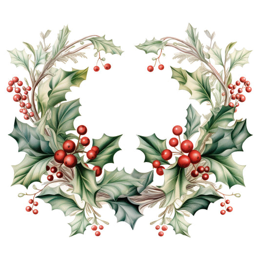 Holly and Baubles Fabric Panel 11