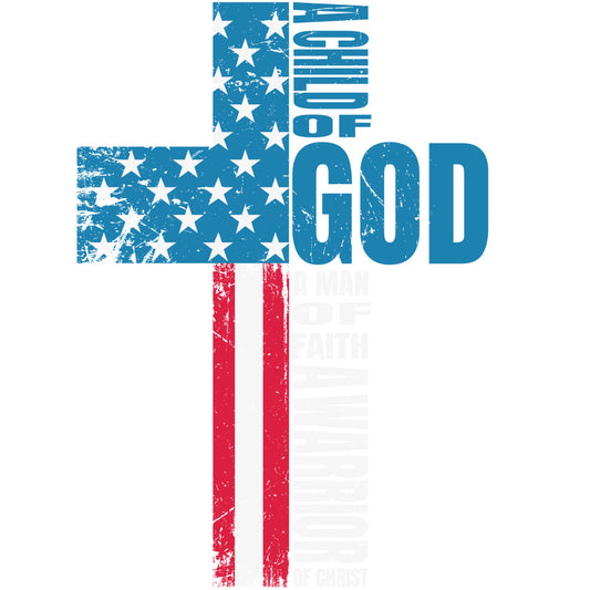 Faith Cross American Flag Fabric Panel 1