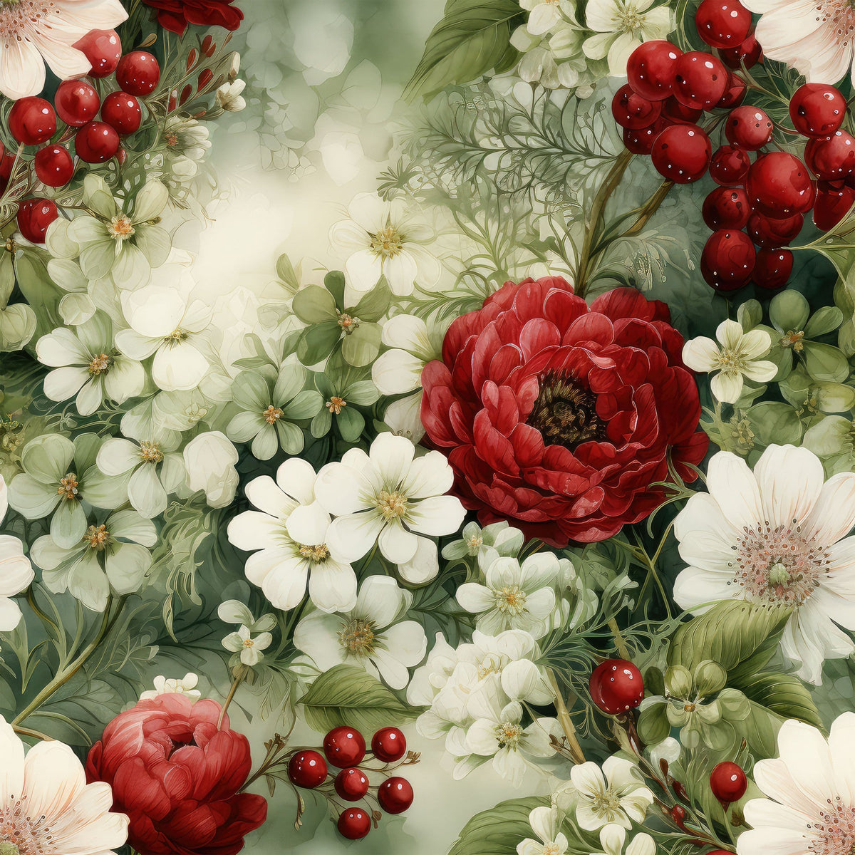 Winterberry Blooms Pattern 16 Minky Fabric