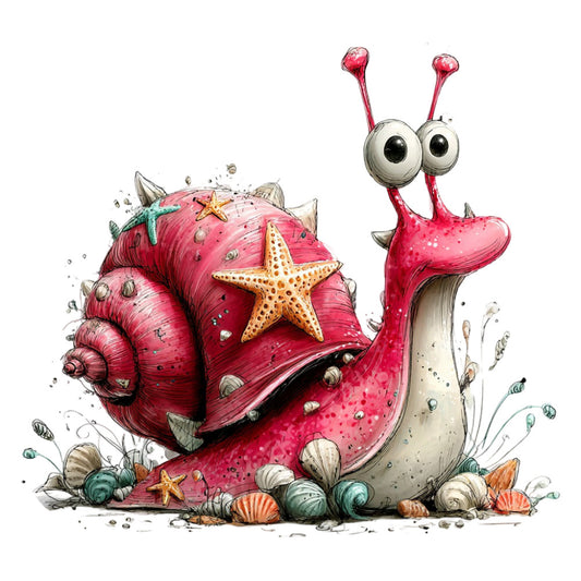 coral pink, hot pink, magenta, cream, beige, tan, ocean blue, teal, orange, yellow, whimsical, playful, children's, cartoon, sea creature, snail, starfish, shell, ocean, underwater, nautical, summer, beach theme, kids fabric, novelty, cute characters, animal characters, seaside, cheerful, vibrant