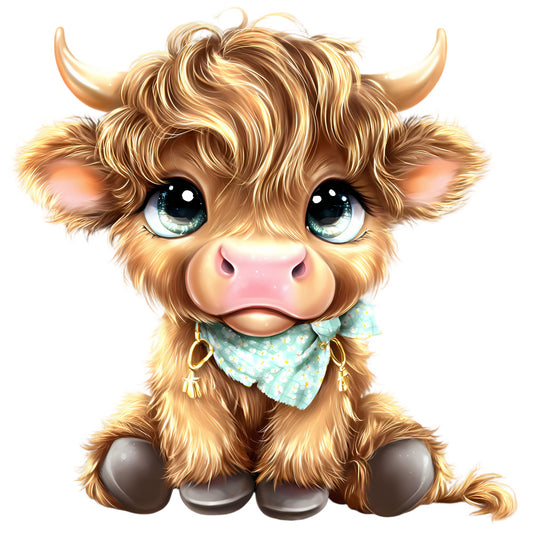 Adorable Highland Cows Fabric Panel 39