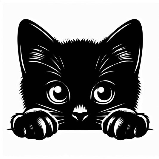 Peeking Black Cat Fabric Panel 8