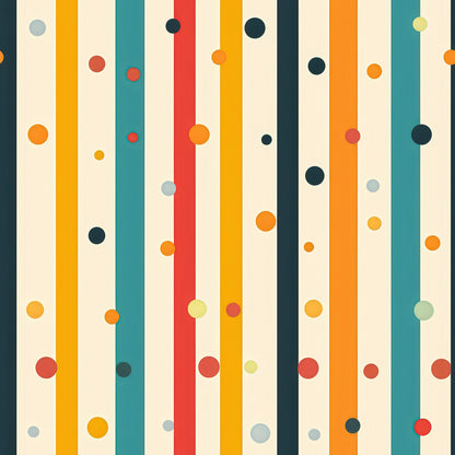 Colorful Stripes and Dots Pattern 1 Quilting Cotton Fabric
