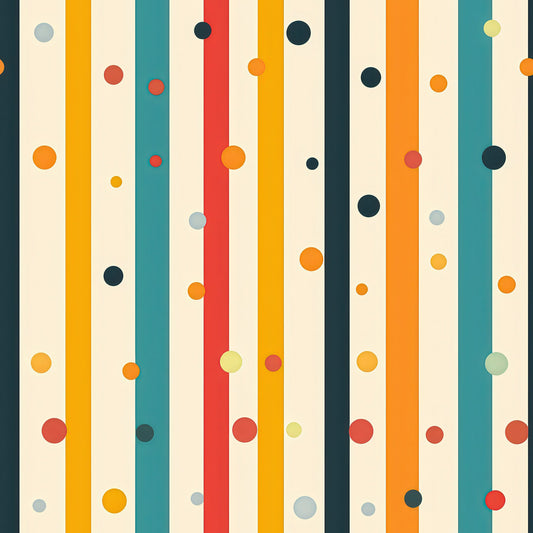 Colorful Stripes and Dots Pattern 1 Quilting Cotton Fabric