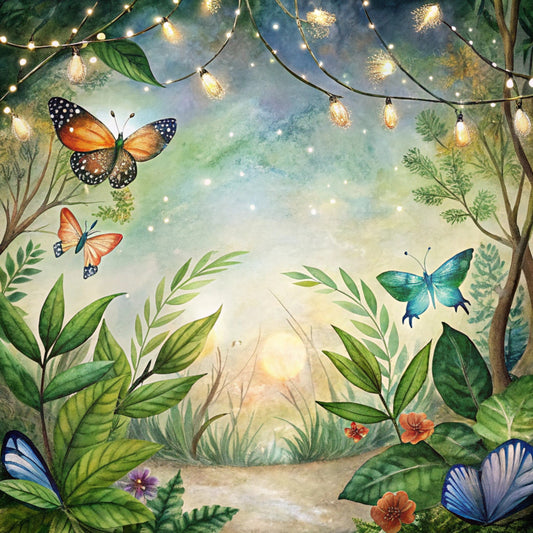 Floral Butterflies Scene Fabric Panel 19