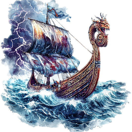 Viking Ships Fabric Panel 9