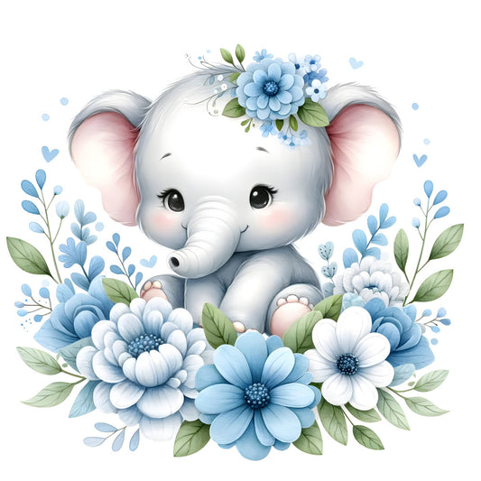 Baby Boy Elephant Fabric Panel 39
