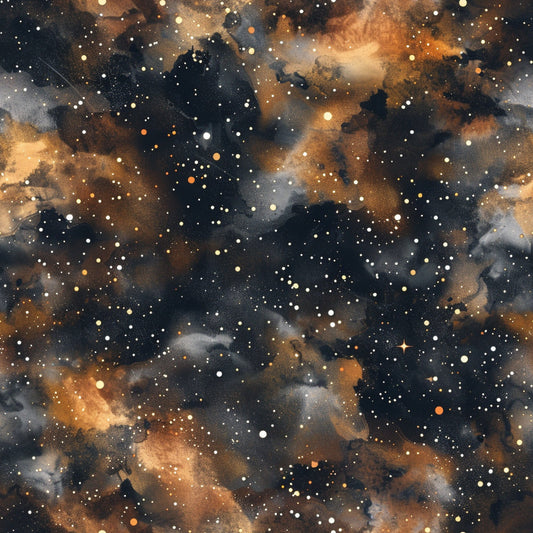 Brown Painted Galaxy Pattern 10 Quilting Cotton Fabric