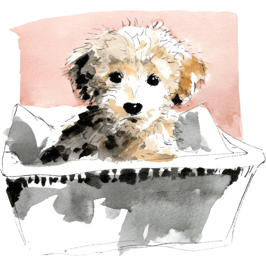 Handdrawn Doodle Dog Fabric Panel 46