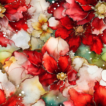 Gilded Poinsettia Reverie Pattern 6 Minky Fabric