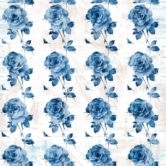 Vintage Farmhouse Blue Pattern 20 Quilting Cotton Fabric