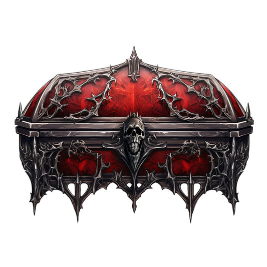 deep red, crimson, dark gray, metallic silver, gothic, dark fantasy, skulls, spikes, thorns, ornate, victorian, dramatic, halloween, horror, dark aesthetic, evil, sinister, edgy, alternative, metal, baroque, decorative, intricate, bold, statement, wall hanging, dark fantasy decor, goth style, macabre, demonic