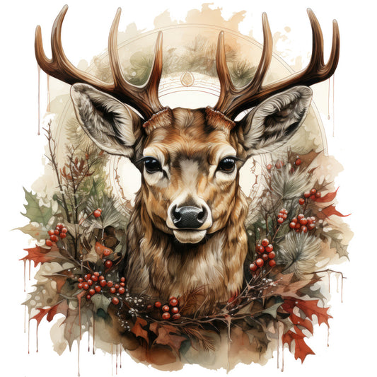 Vintage Deer Head Fabric Panel 13