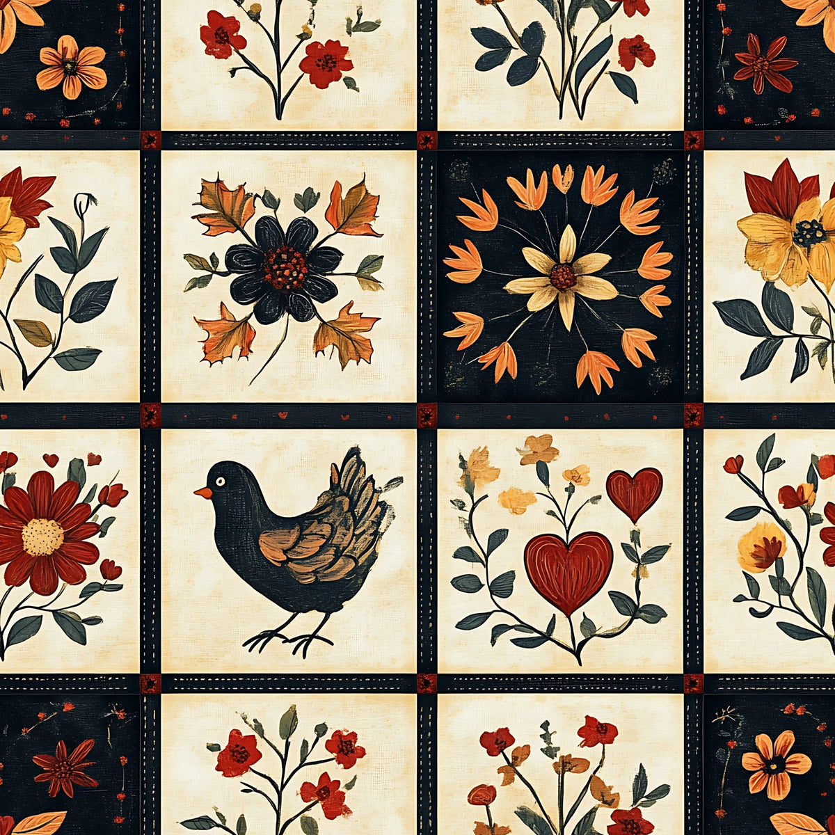 Folk Harvest Pattern 20 Minky Fabric