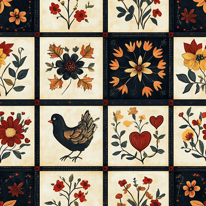 Folk Harvest Pattern 20 Minky Fabric