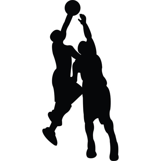 basketball, sports, silhouette, black, monochrome, athletic, game, court, player, shooting, defense, competition, modern, action, masculine, teen, youth, wall hanging, quilt panel, sports fan, basketball lover, dynamic, energetic, gameday, tournament, league, athletic wear inspired, strength, teamwork