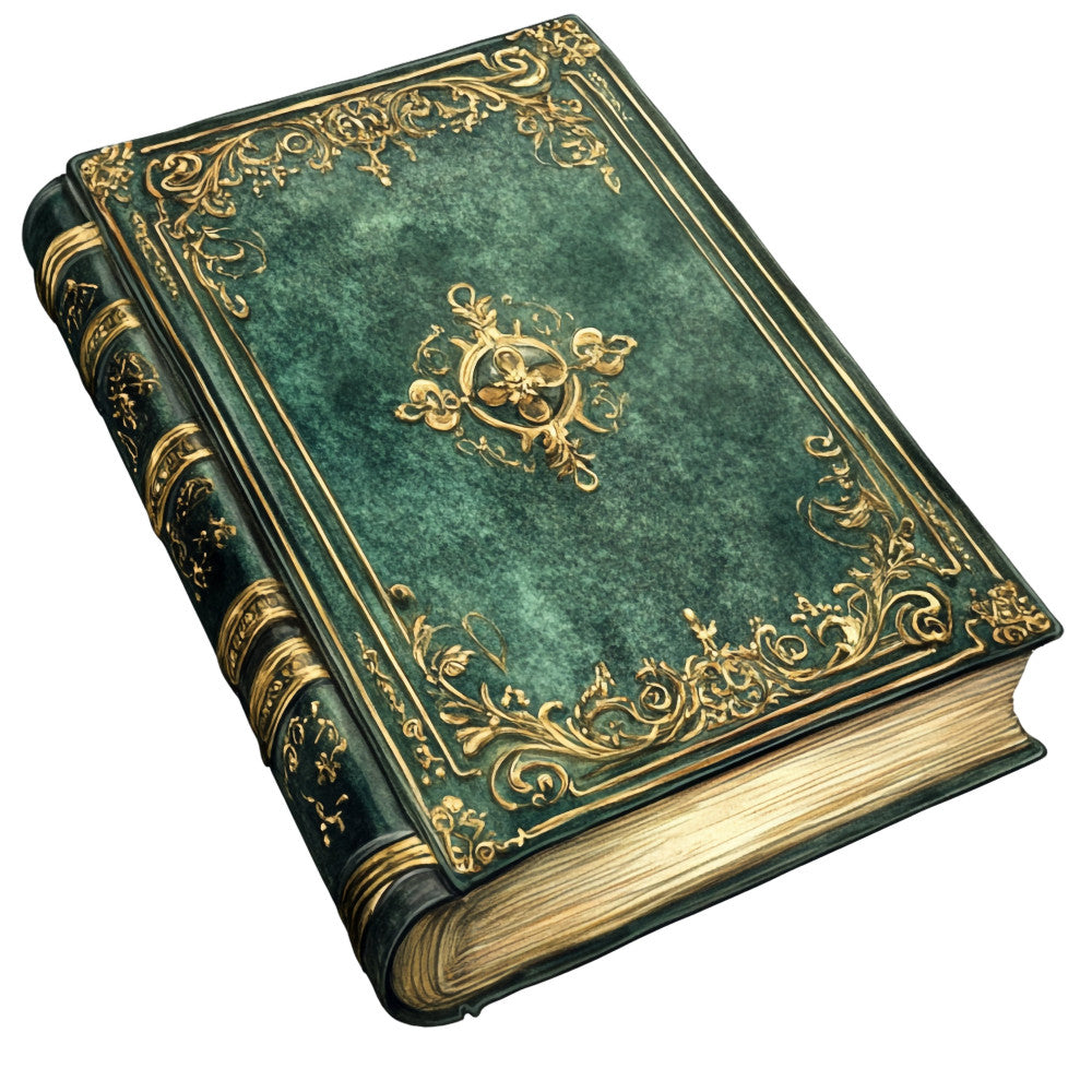 forest green, sage green, teal green, gold, brass gold, vintage, ornate, classical, elegant, antique, damask, baroque, scrollwork, filigree, decorative border, corner motifs, floral scrolls, ornamental design, traditional, formal, upscale, heritage, library, classic literature, old world, nostalgic, timeless, book binding inspired, luxury, sophisticated