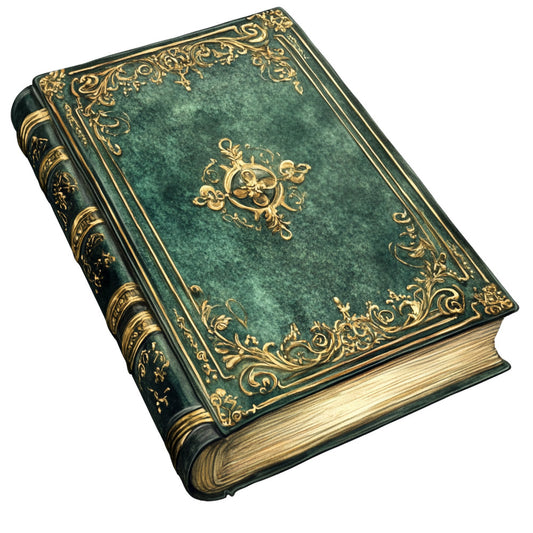 forest green, sage green, teal green, gold, brass gold, vintage, ornate, classical, elegant, antique, damask, baroque, scrollwork, filigree, decorative border, corner motifs, floral scrolls, ornamental design, traditional, formal, upscale, heritage, library, classic literature, old world, nostalgic, timeless, book binding inspired, luxury, sophisticated