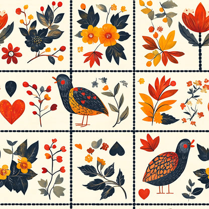 Folk Harvest Pattern 6 Minky Fabric