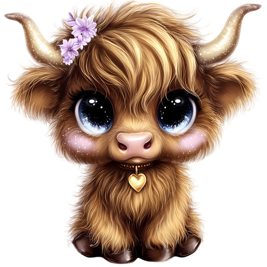 Adorable Highland Cows Fabric Panel 3