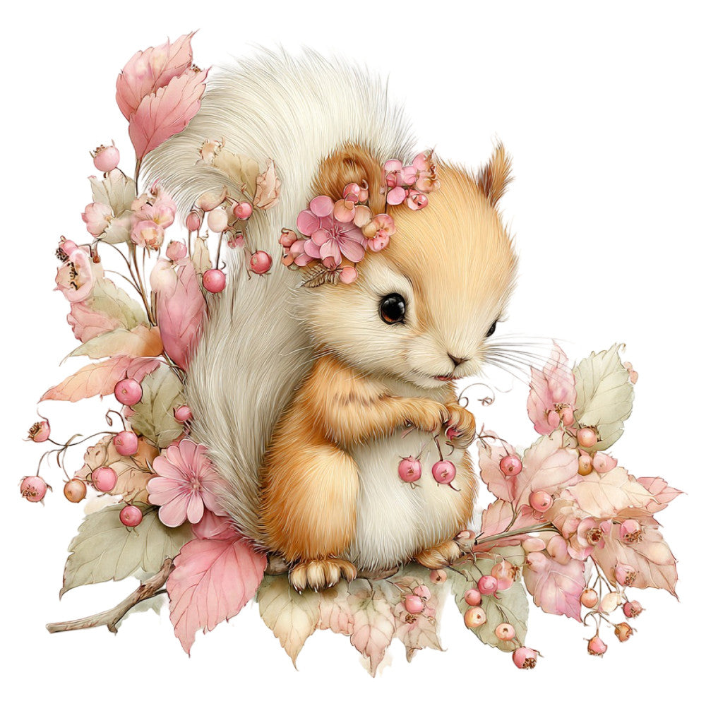 adorable squirrel, animal, autumn, blush pink, bohemian, botanical, coral pink, cream, cute, delicate, dusty rose, floral, flowers, garden, gentle, gold, nature, nursery, pale pink, peach, romantic, rustic, soft, spring, sweet, tender, vintage, whimsical, woodland creature