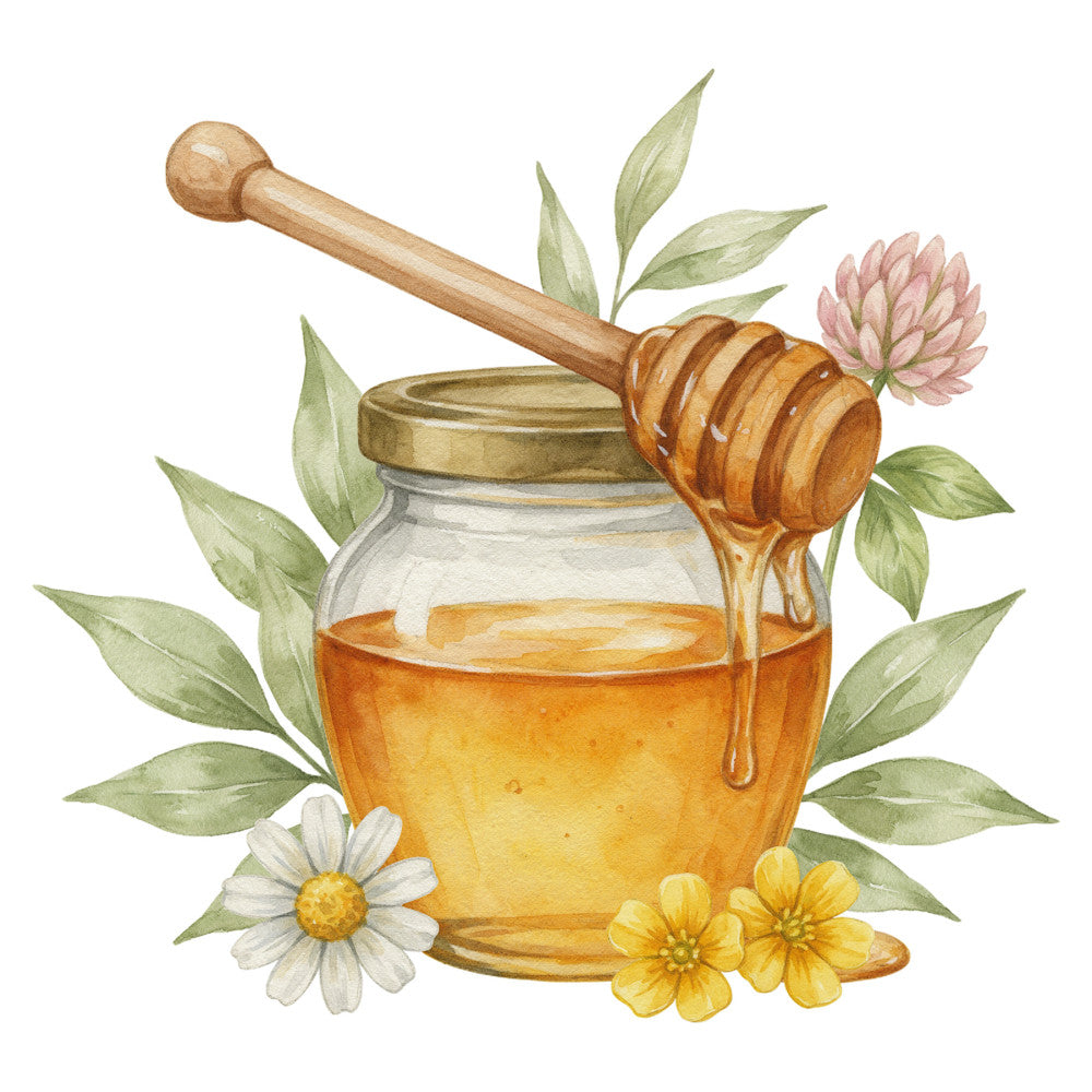 honey jar, watercolor, botanical, floral, nature, bee, daisy, clover, wildflowers, golden yellow, amber, cream, sage green, soft pink, vintage, rustic, farmhouse, cottage core, spring, summer, whimsical, elegant, garden, honey theme, natural, organic, hand-painted, illustration, home decor, wall art