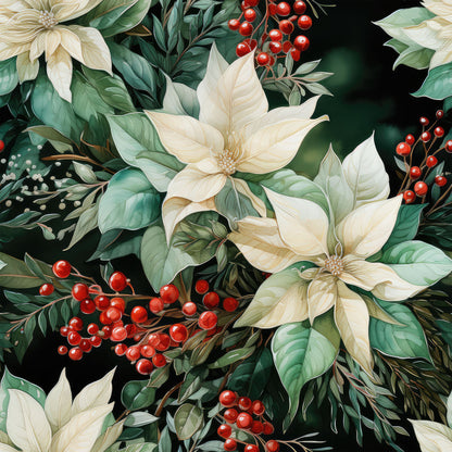 Christmas Florals Pattern 6 Quilting Cotton Fabric