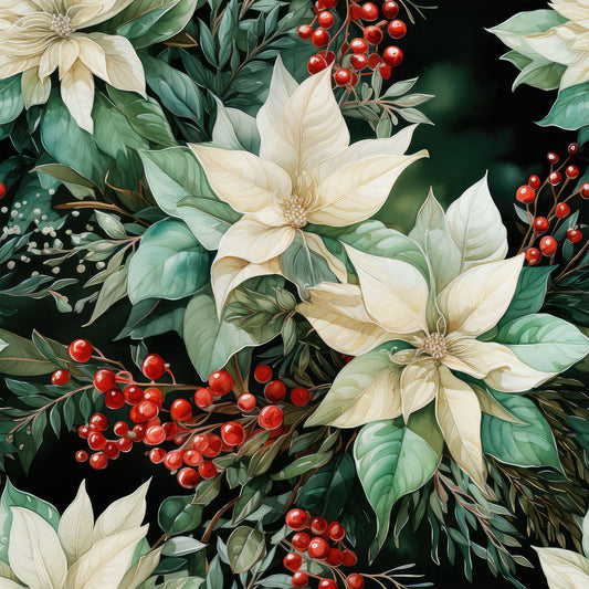 Christmas Florals Pattern 6 Quilting Cotton Fabric