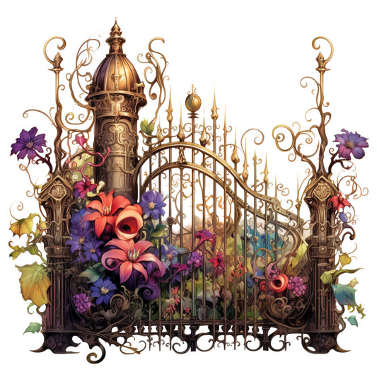 Floral Steampunk Fabric Panel 39