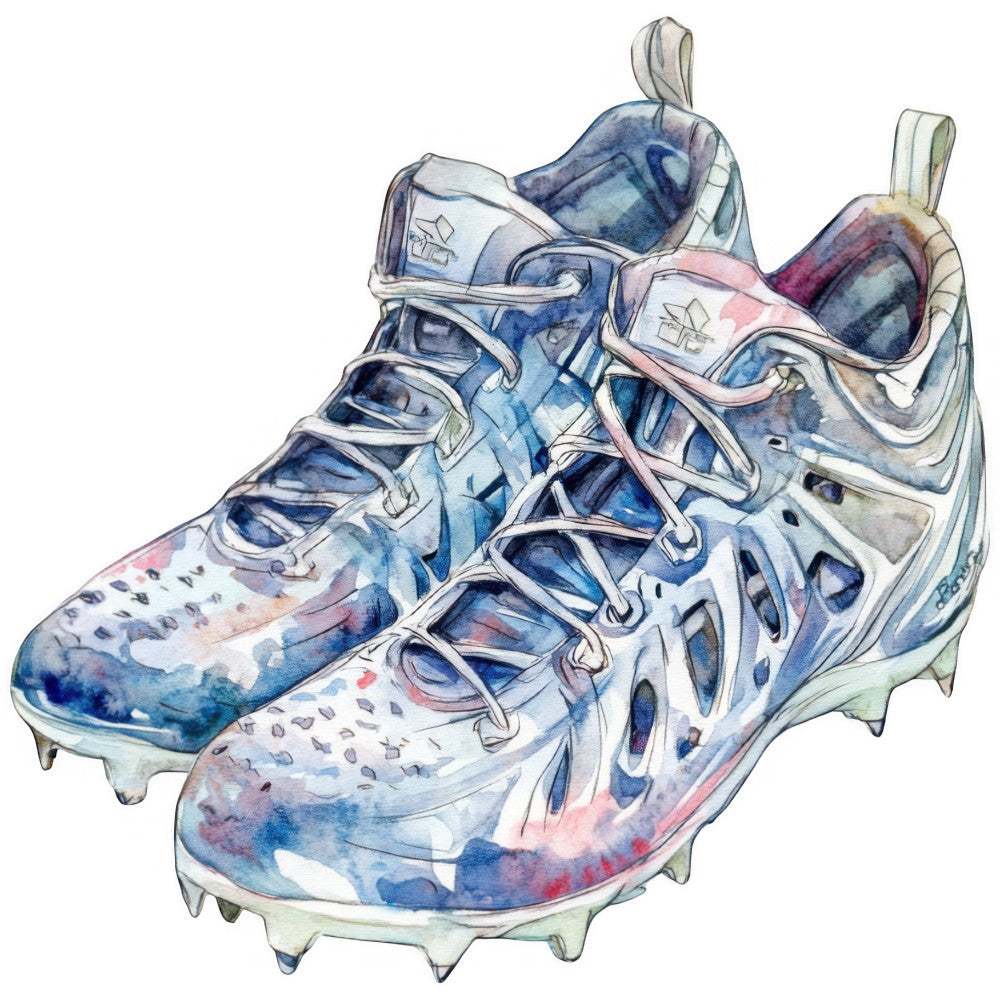 watercolor, sports, athletic shoes, cleats, blue, navy blue, pink, coral pink, white, cream, abstract, modern, watercolor painted, sneakers, footwear, athletic wear, splatter, tie-dye effect, contemporary art, trendy, youth, teen, casual style, sporty, gradient, mixed media, illustrative, detailed design, unisex, fashion themed