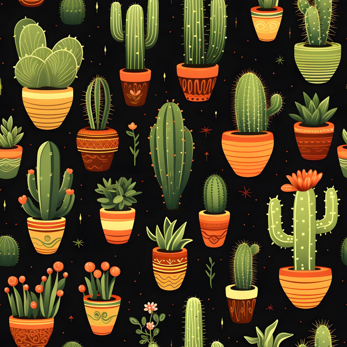 Midnight Succulents Pattern 1 Minky Fabric