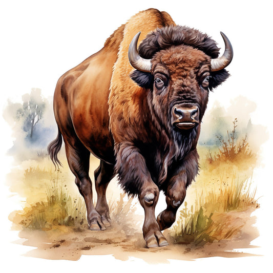 Watercolor Bison Fabric Panel 3