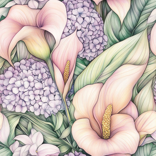 Pastel Calla Lily Pattern 4 Quilting Cotton Fabric