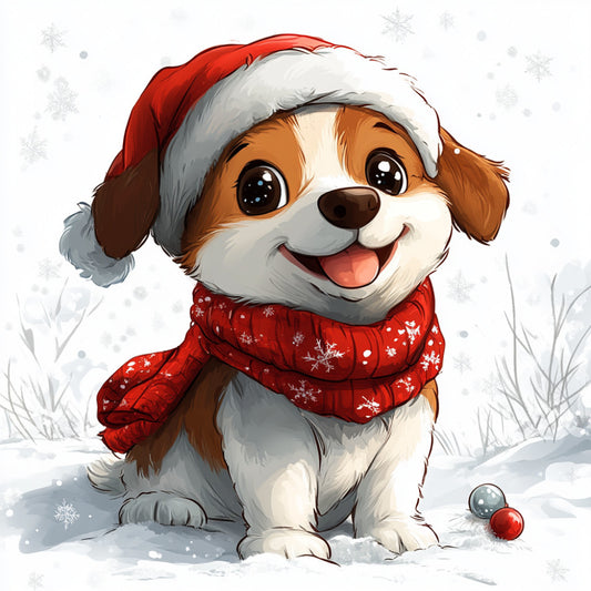 Christmas Dogs Fabric Panel 2