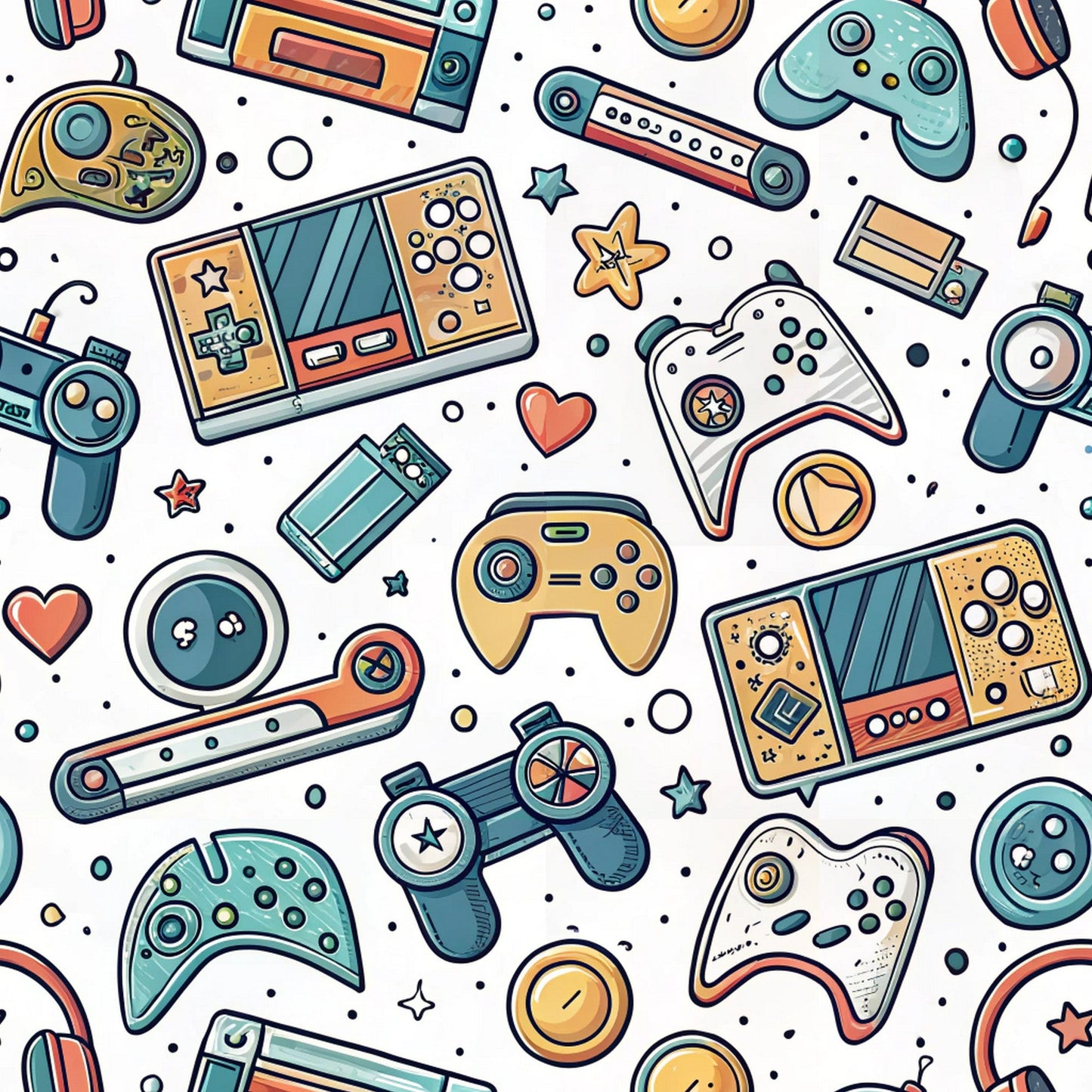 Modern Gamer Controllers Pattern 9 Quilting Cotton Fabric