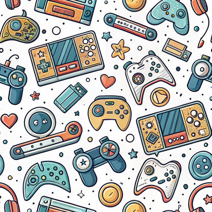 Modern Gamer Controllers Pattern 9 Quilting Cotton Fabric