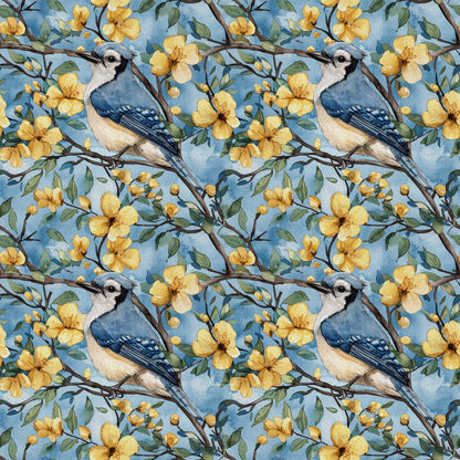 Blue Jay Florals Pattern 4 Quilting Cotton Fabric