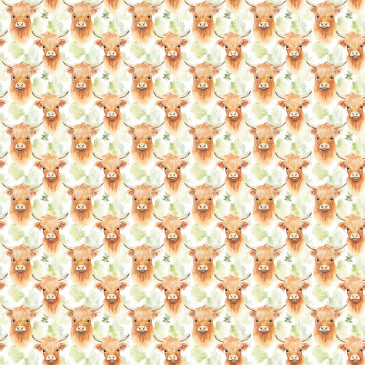 Funky Highland Cows Pattern 9 Quilting Cotton Fabric