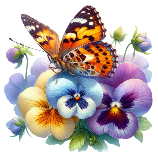 Spring Flowers and Butterflies Fabric Panel 11