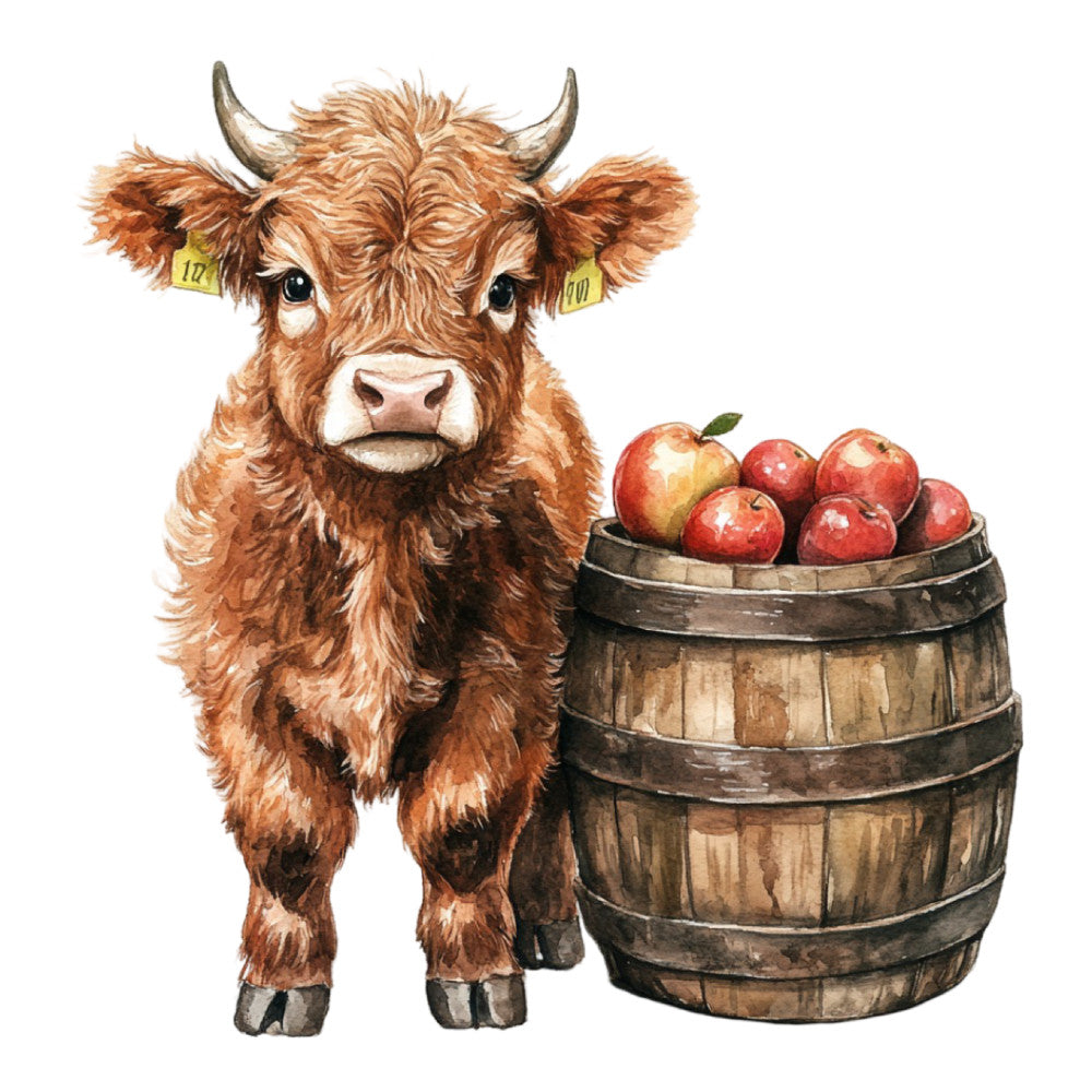 Cute Western Highland Cow Fabric Panel 22