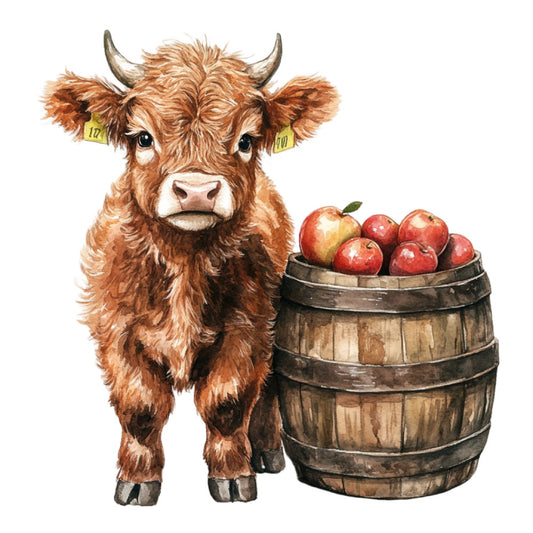 Cute Western Highland Cow Fabric Panel 22