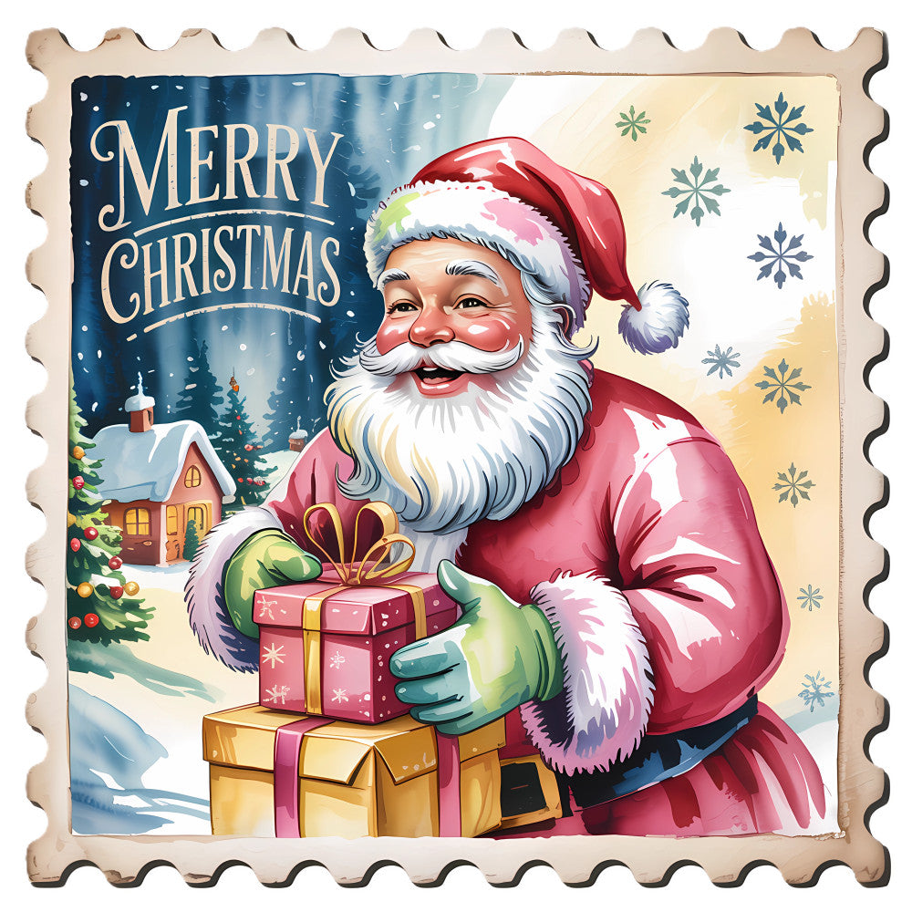 Vintage Christmas Stamps Fabric Panel 58
