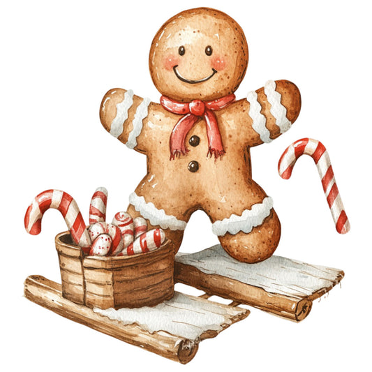 Christmas Gingerbread Man Fabric Panel 2