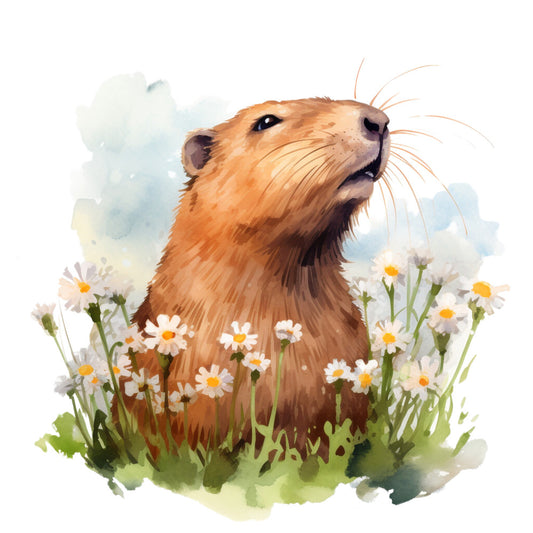 Watercolor Capybaras Fabric Panel 10