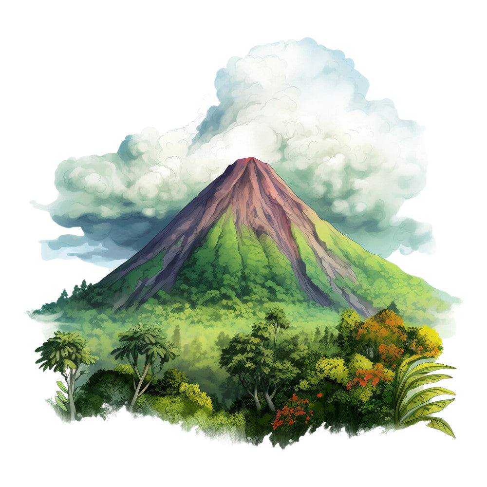 Watercolor Volcano Fabric Panel 23 – QuiltingFabricPanels.com