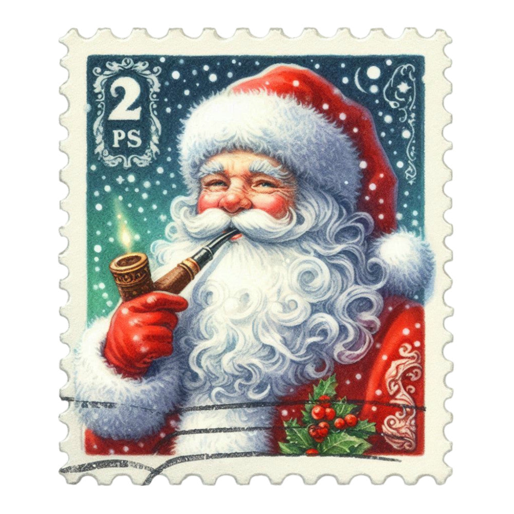 Santa Claus Postage Stamps Fabric Panel 21