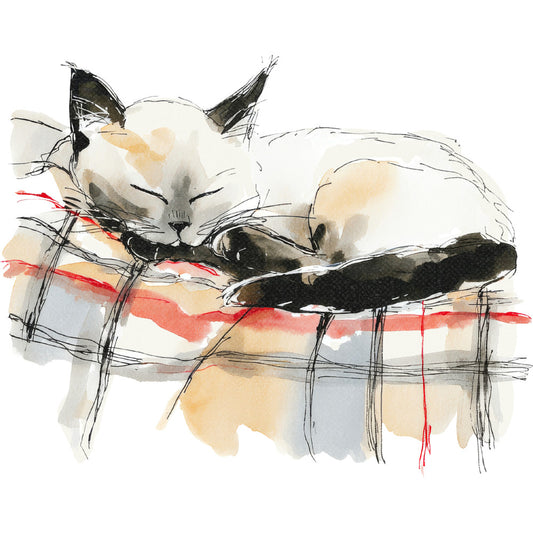Handdrawn Christmas Cats Fabric Panel 33