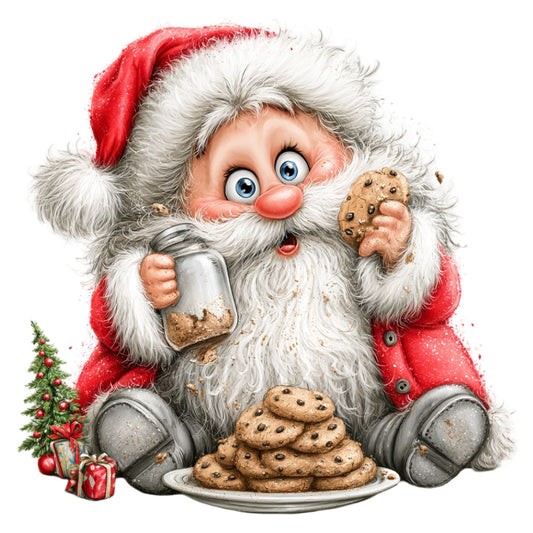 santa claus, christmas, holiday, red and white, cream, chocolate brown, cookie, milk, whimsical, festive, jolly, character, portrait, vintage, traditional, nostalgic, winter, december, seasonal, cute, playful, children, kids, december holidays, gift giving, christmas tree, presents, cheerful, decorative