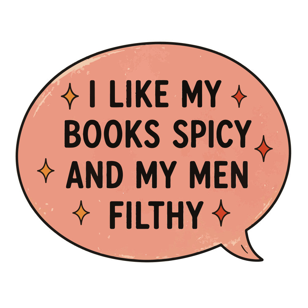 coral pink, peach, book lover, spicy romance, funny quote, witty saying, text design, sparkles, stars, motivational, humorous, modern, whimsical, sarcastic, adult humor, literary, reading themed, conversation panel, speech bubble, gold accents, celestial motifs, contemporary, trendy, gift fabric, novelty print, statement piece, book themed, pop culture