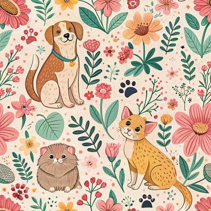 Heart and Paw Prints Pattern 6 Quilting Cotton Fabric